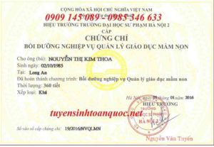chứng chỉ quản lý mầm non