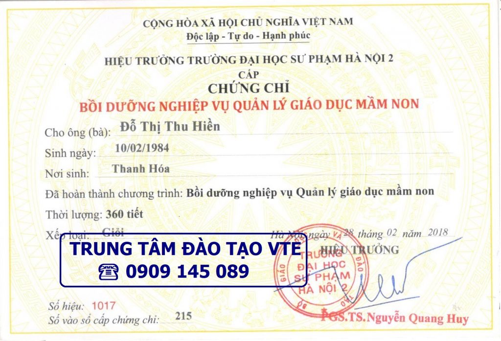 mau chung chi quan ly mam non