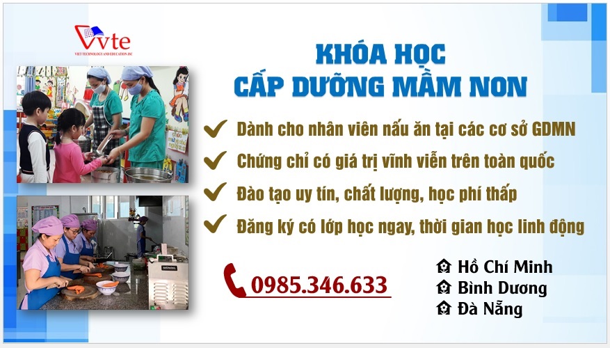 Đào tạo nghiệp vụ cấp dưỡng mầm non, cấp nhanh chứng chỉ