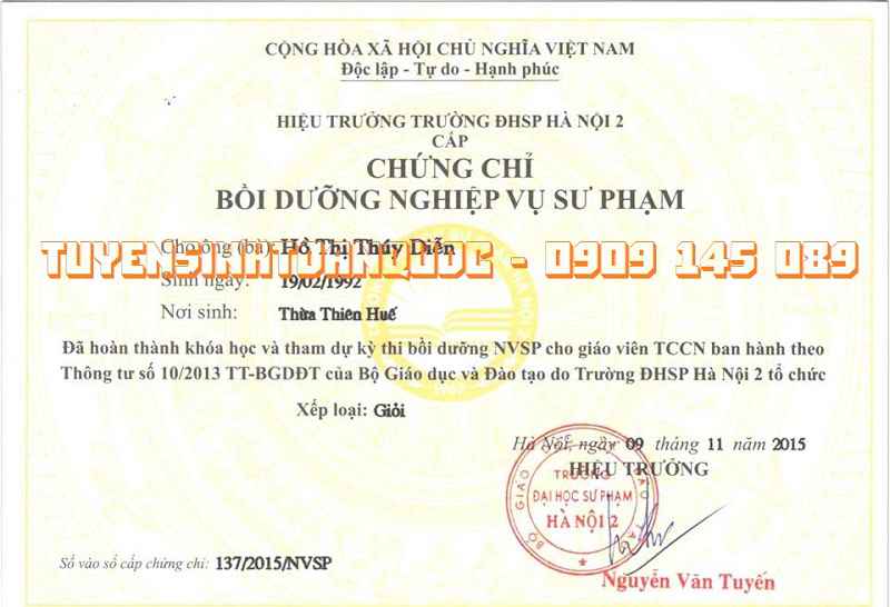 chứng chỉ nghiệp vụ sư phạm